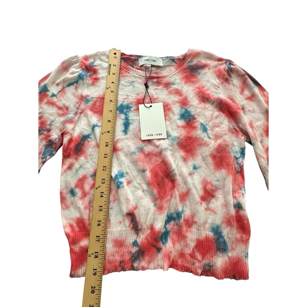 John + Jenn Chill Tie Dye Sweatshirt Women's Large Lava Burst Puff Sleeve #QR1-3